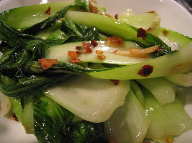 Pak choi with garlic and chillies